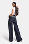 Women's Indigo Selvedge 7S6-50 Super Baggy Fit Embroidered Design Denim Jeans - 2