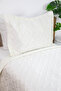 Örtüm Single Queen Velvet Bedspread |   175X240 cm |   Soft Texture & Stylish Design |   Cream - 2