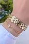 Square Gold Color - Adjustable Steel Cord - Bracelet with Gift - 5
