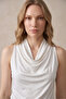 Blouse Ecru Collar Buttoned Sleeveless Sandy Fabric Tank Top |   Women's Daily Casual - 2