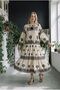 Women's Long Sleeve Long Length Summer Tie-Dye Patterned Dress