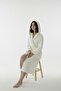 Velvet 100% Cotton Hooded Oversize Women's Bathrobe – White Heart Embroidered Bathrobe for Bath, Beach, Sauna, Pool
