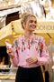 Women's Dusty Pink Judge Collar Patterned Shirt Arm-25Y001013