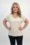 Women's Beige Large Size Strawberry Fabric V-Neck Blouse Hzl26S-Zss110071