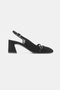 Women's Black Suede Genuine Natural Leather Thick Heel Shoes with Open Back, Size 35-41 - 5