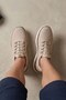 Comfortable Summer Mesh Lace-Up Women's Casual Sneaker Shoes Beige - 5