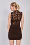 Women's Degaje Collar Lace Detailed Short Dress - Bitter Brown - 4