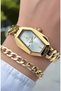 Chain Model-Steel Cord-Women's Wristwatch-Gold Color-2 Years Warranty-Bracelet Gifted Hmj4Fc5 - 2