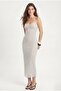 Women's Liana Lined Polka Dot Long Tulle White Dress with Adjustable Straps - 2