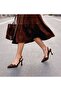 Bitter Brown Suede Pointed Toe Closed Buckle Open Back Stiletto Heel Height 7 cm - 3