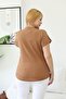 Plus Size Camel Blouse with Zipper Detail and Ornamental Pockets - 7
