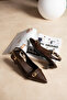 Two-Buckle Hazelnut Heeled Women's Shoes 4 cm Skin Brown - 8