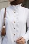 White Shirt with Ruffle Detail on Collar and Sleeves - 3