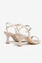 Women's Beige Patent Leather Single Strap Heeled Evening Dress Shoes - 6