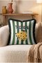 Tropical Banana Pattern Green Striped Fringed Throw Pillow Cover - Retro Cover with Black Tassels - 4