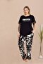 Short Sleeve Lace Patterned Plus Size Pajama Set