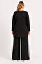 Women's Plus Size Black, Stripe Detailed, Long Back Tunic, Elastic Waist Pants, Tracksuit Set 65N39498 - 8