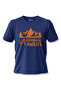 "Adventure Awaits" Mountain and Forest Printed Navy Blue 100% Cotton T-Shirt