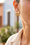 Gold Heart Enamel Ribbon Premium Steel Earrings - 3