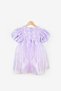 Baby Girl Dress with Lilac Rose Appliqué and Tulle Skirt - Fallon - 3