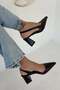 Jon Thick Heeled Women's Patent Leather Shoes Brown - 2