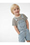 Cotton Pocketed Short Jean Salopet with Buckle Detail - 3