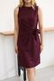 Women's Modal Fabric Crew Neck Tie Detail Thick Strap Short Dress - 6