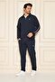 Men's Cotton Zippered Tracksuit Set Navy Blue 9530-L - 3