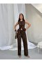 Women's Brown Vest and Trousers Double Linen Set - 6