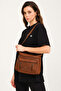 Women's Washing Leather Shoulder Bag Multi-Compartment Women's Bag with Cross Strap Cross Strap - 6