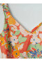Mixed V-Neck Floral A-Line Dress