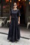 Women's Brode Balloon Sleeve Blouse Skirt Lined Bottom Top Set - 6