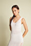 Ajurlu V-Neck Long Knitted Dress Ecru - 3