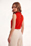 Blouse Red Collar Buttoned Sleeveless Sandy Fabric Tank Top |   Women's Daily Casual - 4