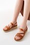 Zri̇n-152 Premium Tan Orthopedic Genuine Leather Padded Women's Sandals - 3