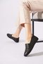 Orsufer Flower Laser Sole Stitched Leather Orthopedic Women's Shoes Black Skin - 2
