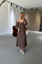 Adjustable Strap Dress - Shirt Brown Tencel Set