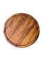 One-Piece Solid Iroko Wood 30 cm Round Corrugated Pizza Presentation Cutting Presentation Board - 4