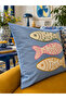 Punch Embroidered Throw Pillow Cover - 43*43 cm - 3 Fish - Pnk001 - 3