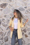 Light Yellow Single Button Blazer - 2