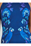Blue Print Halter Neck Bodycon Midi Dress - 4