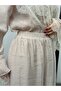 Lace and Ruffle Detailed Tie-Neck Slim Modal Shirt and Wide-Leg Pants Set 5325 - 6