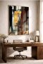 Modern Abstract Anthracite and Gold Themed Glass Table - Gold Metal Framed Table for Home, Business, and School - 3