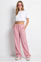 Women's Pink Lace-Up Elastic Waist Muslin Wide Leg Trousers Yp5502 60286190 - 4