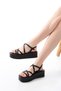 Zri̇n-1029 Premium Black Padded Women's Sandals - 2