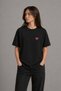 Pink Mood Lips Embroidered Black Regular Fit Unisex T-Shirt 30/1 Regular Fabric - 6