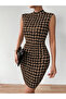 Women's Semi-Turtleneck Sleeveless Print Short Diving Dress - 4