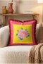 Floral Bouquet and Striped Border Fringe Throw Pillow Cover - Red Tassel Retro Pillowcase - 5