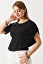 Women's sandy cape half sleeve blouse black - 2