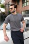 Anthracite Regular Fit Crew Neck Ribbed Knitwear Men's T-Shirt E7490 - 5